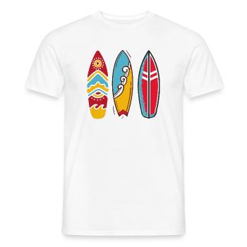 Three pop art surf boards - Men's T-Shirt - white - Front - AI Model Male 178 dark (178cm)