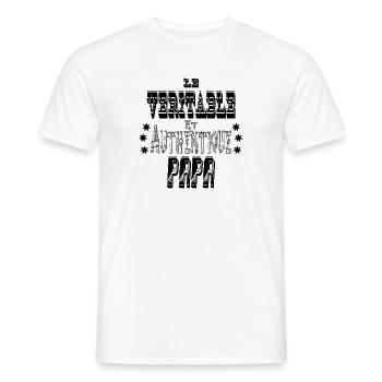 Le Véritable et Authentique Papa - T-shirt homme - blanc - Devant - AI Model Male 178 dark (178cm)