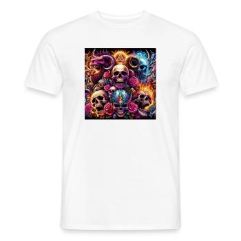 Crânes, couleurs et fleurs - T-shirt homme - blanc - Devant - AI Model Male 178 dark (178cm)