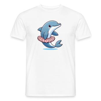 Dauphin de ballet : Vagues gracieuses - T-shirt homme - blanc - Devant - AI Model Male 178 dark (178cm)