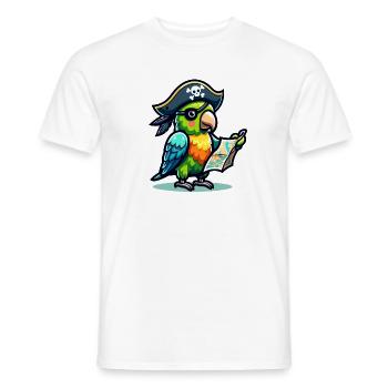 Perroquet pirate : Boucanier ailé de la carte - T-shirt homme - blanc - Devant - AI Model Male 178 dark (178cm)