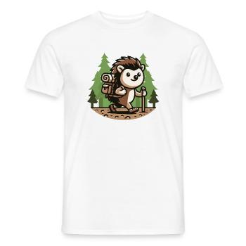 Trail Trekker: The Hiking Hedgehog - Men's T-Shirt - white - Front - AI Model Male 178 dark (178cm)