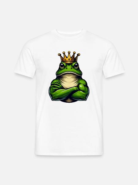 Muskulöser König Frosch mit Krone - Männer T-Shirt - Weiß