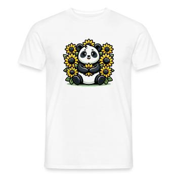 Panda in Bloom: The Sunflower Companion - Men's T-Shirt - white - Front - AI Model Male 178 dark (178cm)