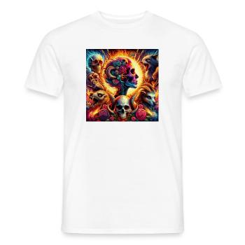 Crânes de fleurs vibrantes et chlorols - T-shirt homme - blanc - Devant - AI Model Male 178 dark (178cm)