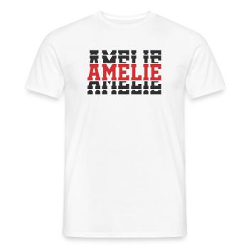 T-Shirt Amelie T-Shirt Geschenkidee gestapelter Text - Männer T-Shirt - Weiß - Vorne - AI Model Male 178 dark (178cm)