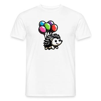 Hedgehog Harmony: The Balloon Buddy - Men's T-Shirt - white - Front - AI Model Male 178 dark (178cm)