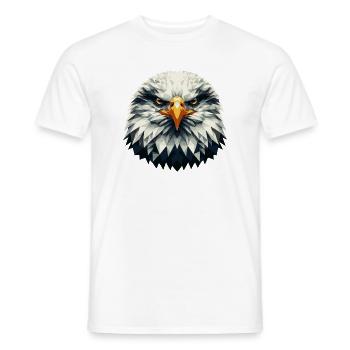 Tête d’aigle géométrique – Polygonale - T-shirt homme - blanc - Devant - AI Model Male 178 dark (178cm)