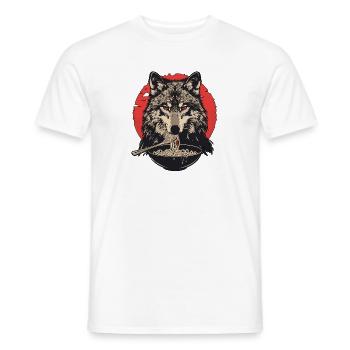 Wolf Ramen Nudeln Wolfkopf Wölfe - Männer T-Shirt - Weiß - Vorne - AI Model Male 178 dark (178cm)