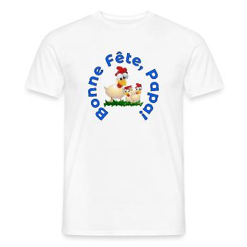 FAMILLE BONNE Fête des Pères POULETS - T-shirt homme - blanc - Devant - AI Model Male 178 dark (178cm)