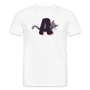 Lettre A du chat - T-shirt homme - blanc - Devant - AI Model Male 178 dark (178cm)