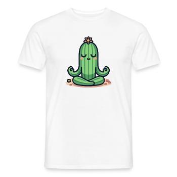 Cactus Zen - Pose de plante paisible - T-shirt homme - blanc - Devant - AI Model Male 178 dark (178cm)