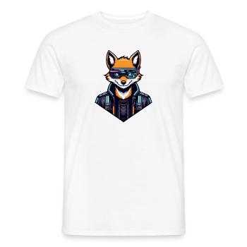 Cyber Fox Neon Tech Wild - Men's T-Shirt - white - Front - AI Model Male 178 dark (178cm)