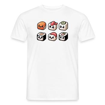 Sushi Smiles : Le délicieux bouquet de rouleaux - T-shirt homme - blanc - Devant - AI Model Male 178 dark (178cm)