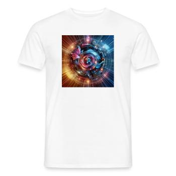 Future Fusion: holographic and circular gradient - Men's T-Shirt - white - Front - AI Model Male 178 dark (178cm)
