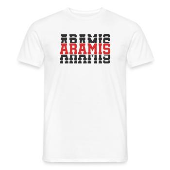 Aramis t-shirt t-shirt idée cadeau texte empilé - T-shirt homme - blanc - Devant - AI Model Male 178 dark (178cm)