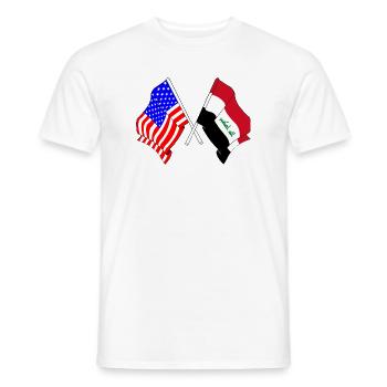 Drapeau des États-Unis et drapeau de l’Irak - T-shirt homme - blanc - Devant - AI Model Male 178 dark (178cm)