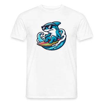 Shark Wave Rider: The Surfing Sensation - Men's T-Shirt - white - Front - AI Model Male 178 dark (178cm)
