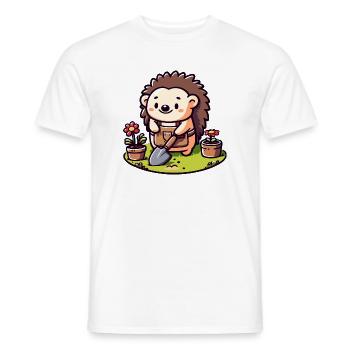 Hedgehog Gardener: The Blossom Buddy - Men's T-Shirt - white - Front - AI Model Male 178 dark (178cm)
