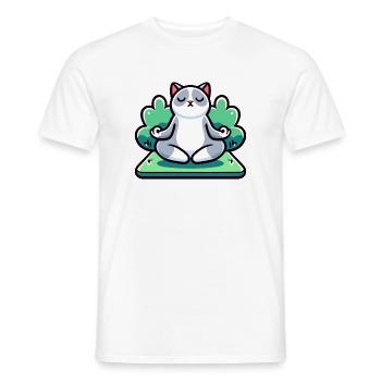 Miaumaste: Die Zen-Yoga-Katze - Männer T-Shirt - Weiß - Vorne - AI Model Male 178 dark (178cm)