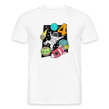 4 Birthday Boy Astronaut Rocket Space - Men's T-Shirt - white - Front - AI Model Male 178 dark (178cm)