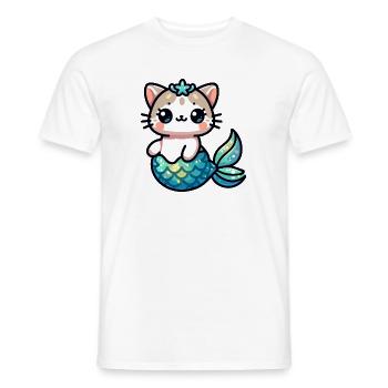 Purrmaid Sparkle: Das Meereskätzchen - Männer T-Shirt - Weiß - Vorne - AI Model Male 178 dark (178cm)