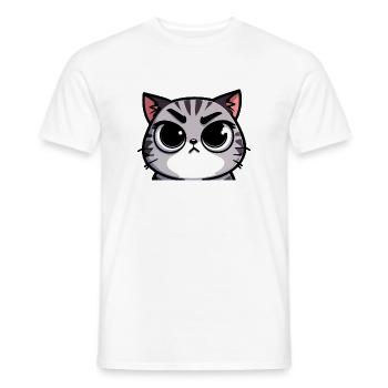 Tabby-Eigenschaften: Die ausdrucksstarke Katze - Männer T-Shirt - Weiß - Vorne - AI Model Male 178 dark (178cm)