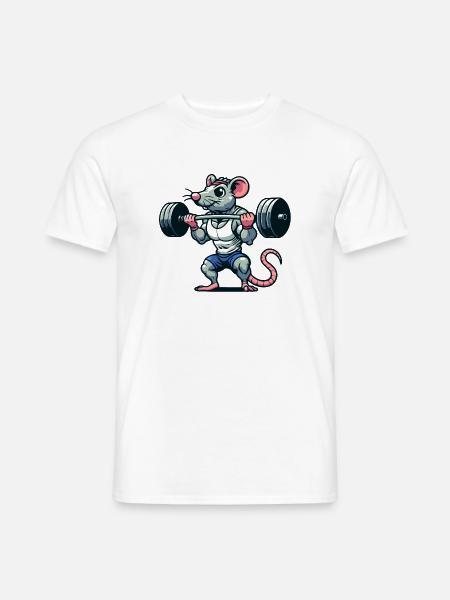 Potężny podnośnik myszy: wojownik treningowy - Mænd T-shirt - hvid