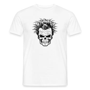 Skull mit wilder Wissenschaftler Haarfrisur - Männer T-Shirt - Weiß - Vorne - AI Model Male 178 dark (178cm)