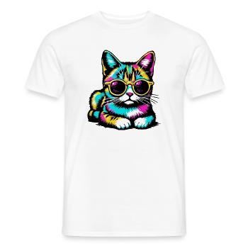 Cat with sunglasses - Men's T-Shirt - white - Front - AI Model Male 178 dark (178cm)