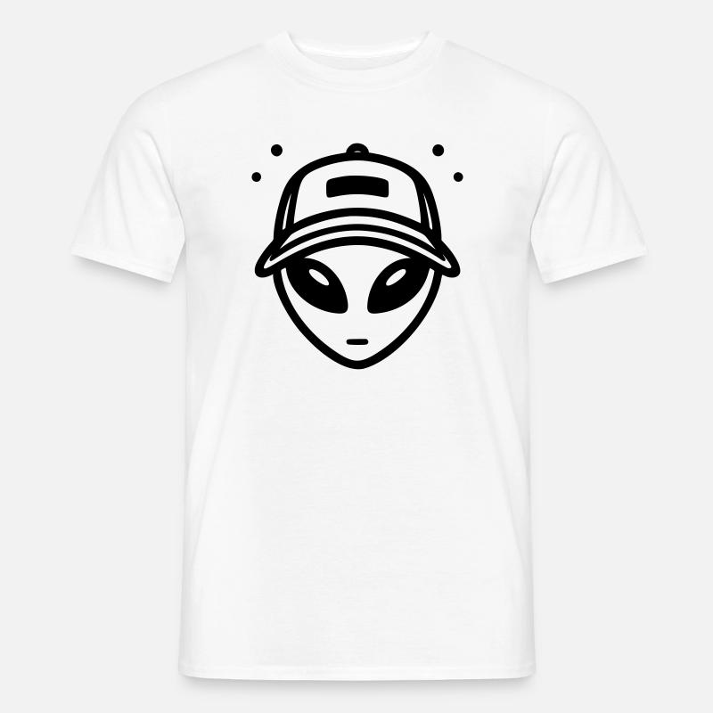 Alien mit Trucker-Mütze - Männer T-Shirt - Weiß