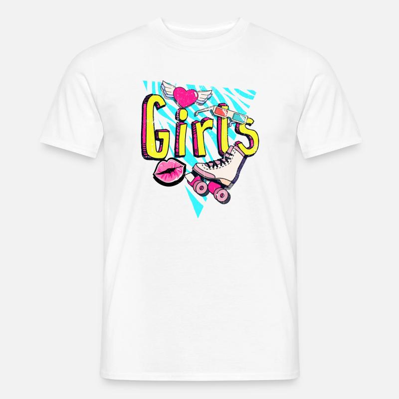 Mädchen Retro Roller Pop Art - Männer T-Shirt - Weiß