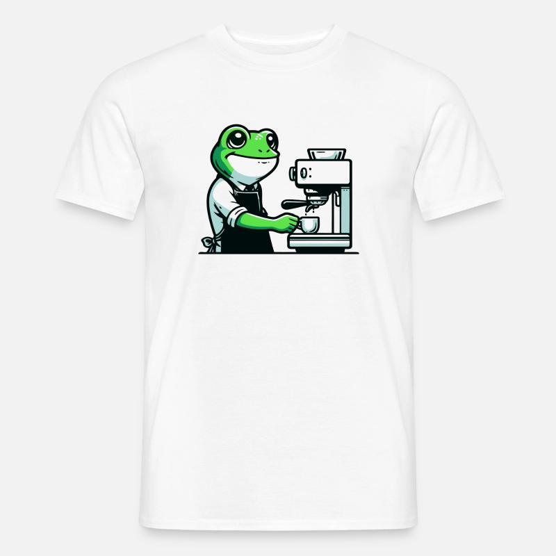 Coffee Brewin' Frog: Der Espresso-Experte - Männer T-Shirt - Weiß