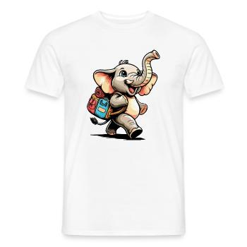 Tiny Trekker : Le Jolly Elephant - T-shirt homme - blanc - Devant - AI Model Male 178 dark (178cm)