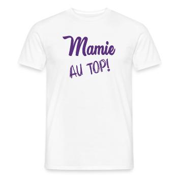 MAMIE. FÊTE DES MÈRES. BONNE FÊTE MAMIE - T-shirt homme - blanc - Devant - AI Model Male 178 dark (178cm)