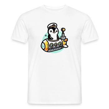 Submarine Captain Penguin: Deep Sea Explorer - Men's T-Shirt - white - Front - AI Model Male 178 dark (178cm)