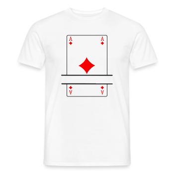 Playing card ace of diamonds with banner space - Men's T-Shirt - white - Front - AI Model Male 178 dark (178cm)