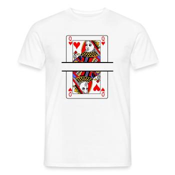 Playing card queen of hearts with banner space - Men's T-Shirt - white - Front - AI Model Male 178 dark (178cm)