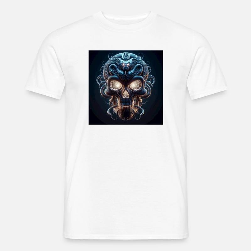 Schädel verschmolzen mit Snake 3D - Männer T-Shirt - Weiß