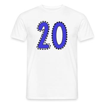 20. 20 YEARS. 20th ANNIVERSARY. 20 YEARS ANNIVERSARY. - Men's T-Shirt - white - Front - AI Model Male 178 dark (178cm)
