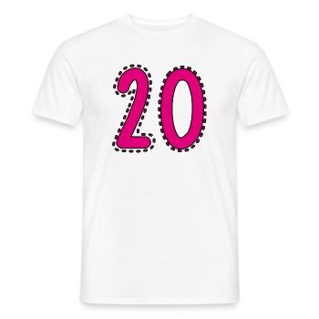 20. 20 YEARS. 20th ANNIVERSARY. 20 YEARS ANNIVERSARY. - Men's T-Shirt - white - Front - AI Model Male 178 dark (178cm)