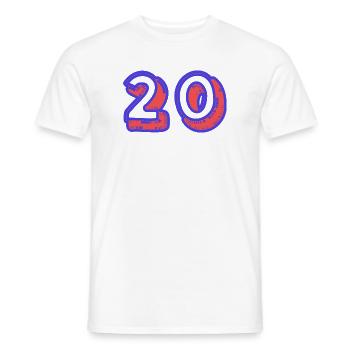 20. 20 YEARS. 20th ANNIVERSARY. 20 YEARS ANNIVERSARY. - Men's T-Shirt - white - Front - AI Model Male 178 dark (178cm)