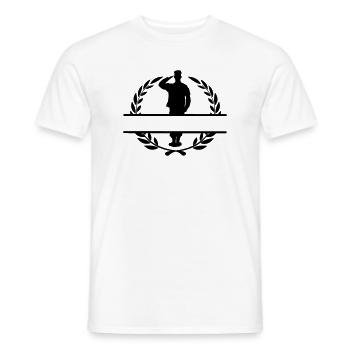 Respect banner salute soldier in laurel wreath - Men's T-Shirt - white - Front - AI Model Male 178 dark (178cm)