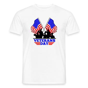 USA Flag Veterans Day Emblem - Men's T-Shirt - white - Front - AI Model Male 178 dark (178cm)