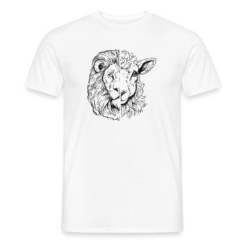 Lion and Lamb - Men's T-Shirt - white - Front - AI Model Male 178 dark (178cm)