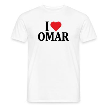 t-shirt I love Omar idée cadeau t-shirt - T-shirt homme - blanc - Devant - AI Model Male 178 dark (178cm)
