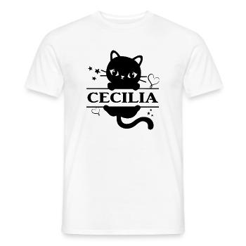 T-Shirt Cecilia T-Shirt Katze Geschenkidee - Männer T-Shirt - Weiß - Vorne - AI Model Male 178 dark (178cm)