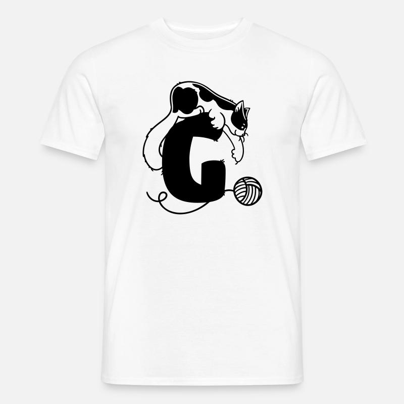 Katze Buchstabe G - Männer T-Shirt - Weiß
