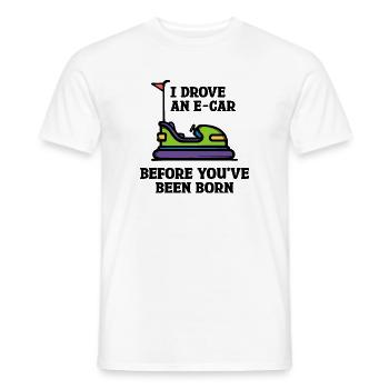 Energy Storage Statement Refueling Electricity E-car - Men's T-Shirt - white - Front - AI Model Male 178 dark (178cm)