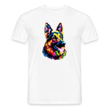 Berger Allemand Couleurs Vives Pop Art Chien Chiens De Berger - T-shirt homme - blanc - Devant - AI Model Male 178 dark (178cm)